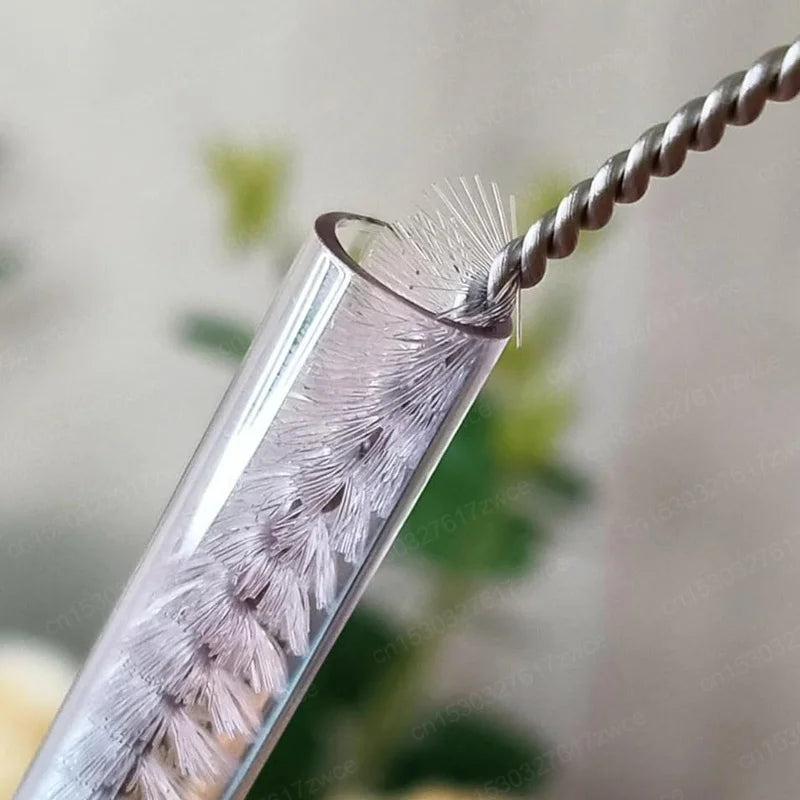 Sipra Trinkhalme in Glasoptik – wiederverwendbar, 30 cm, mit Reinigungsbürste